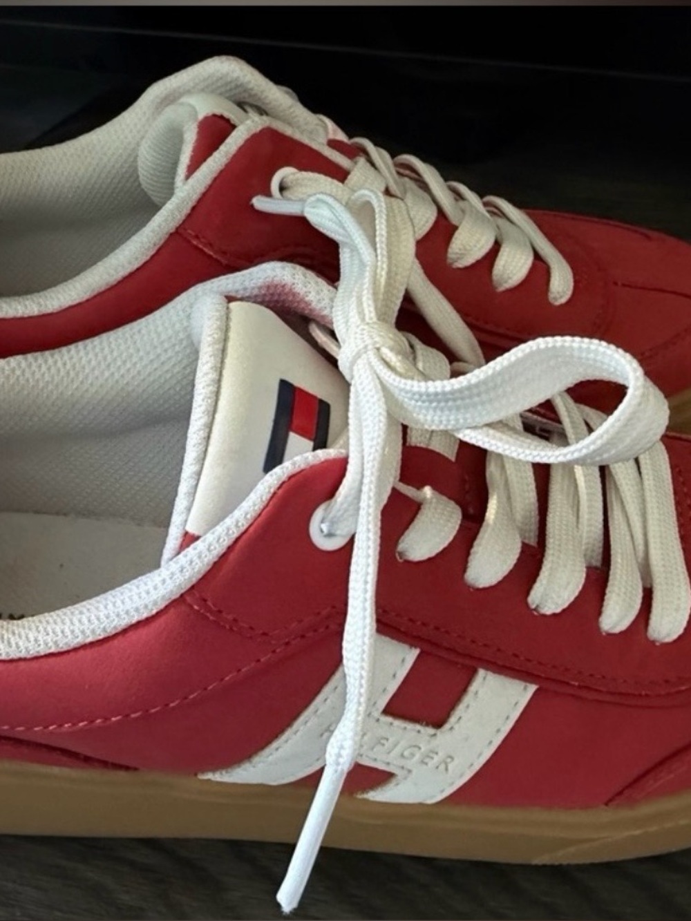 Tommy Hilfiger Red Low-Top Sneakers with White Laces